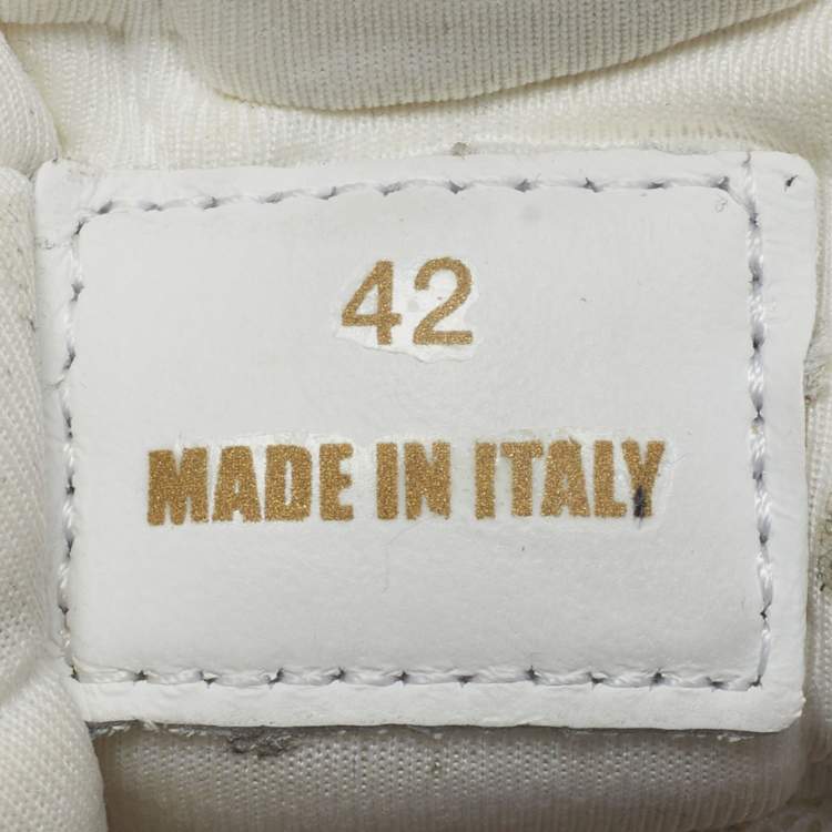 Pre Owned Versace Trigreca Size 42 Multicolor Canvas and Leather Lace Up Sneakers