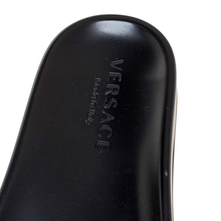 Pre Owned Versace Bronze Rubber Medusa Head Slides Size 43
