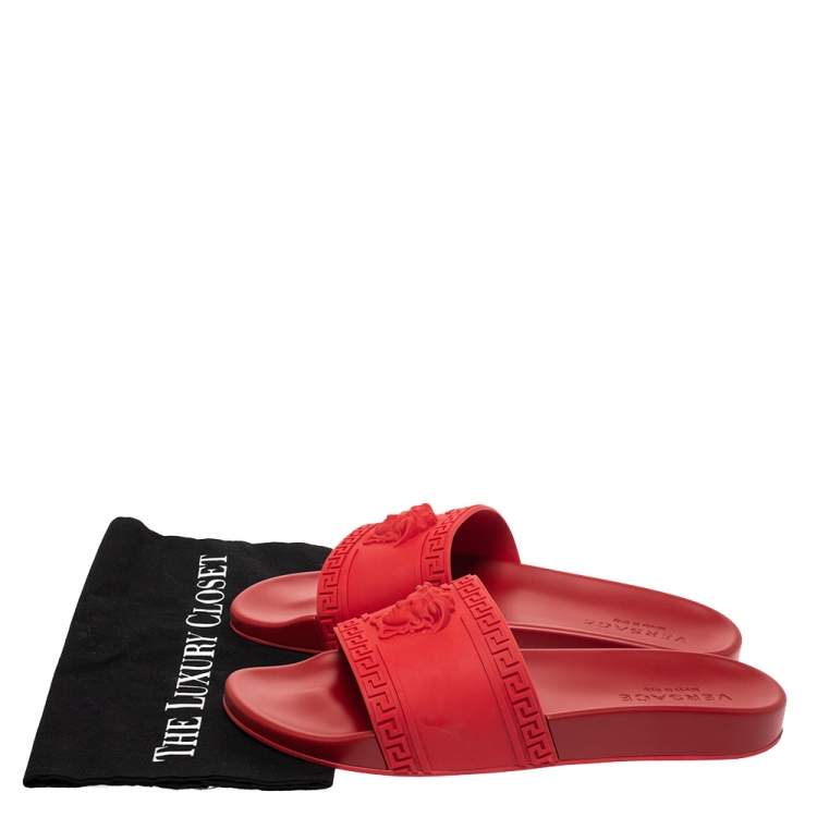 all red versace slides