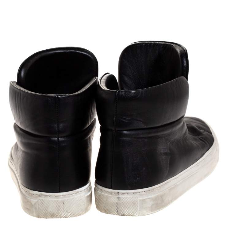 Pre Owned Versace Black Leather Palazzo Medusa High Top Sneakers Size 40