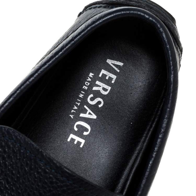 navy blue versace loafers