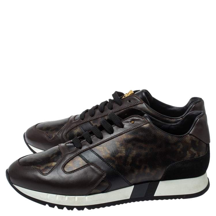 Pre Owned Versace Multicolor Leopard Printed Coated Canvas and Leather Medusa Trainer Sneakers Size 42