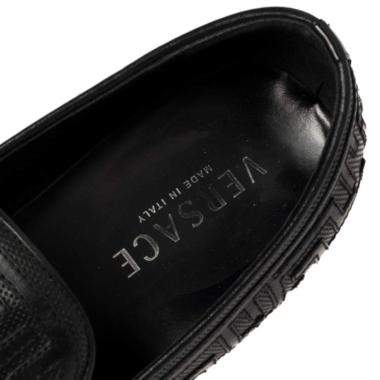 Pre Owned Versace Black Leather Smoking Slippers Size 42