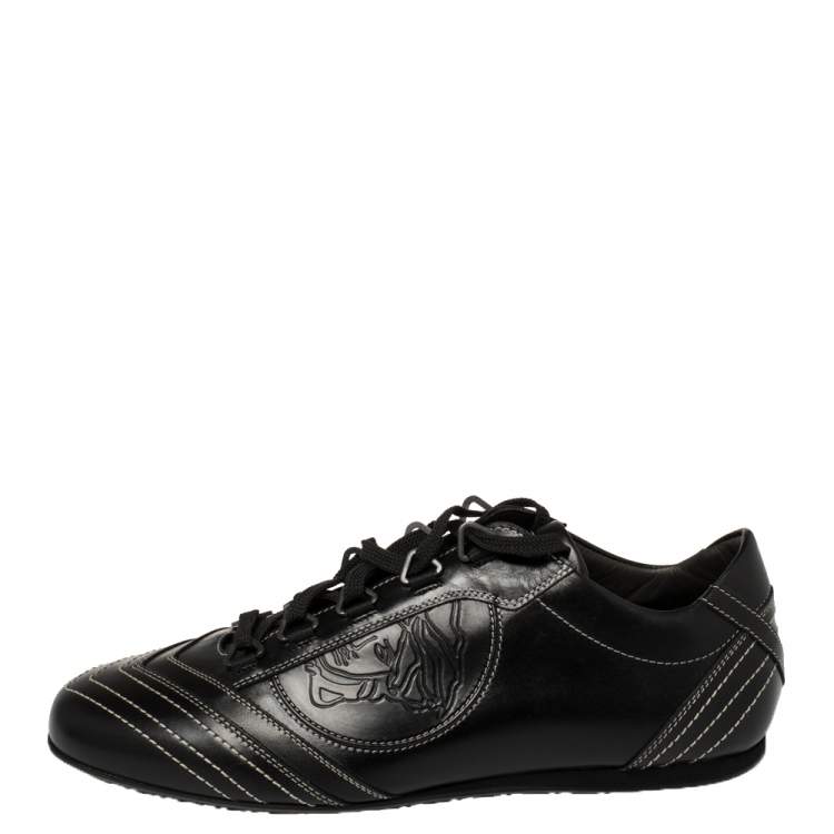 Versace Black Leather Low Top Sneakers Size 40 Versace | TLC