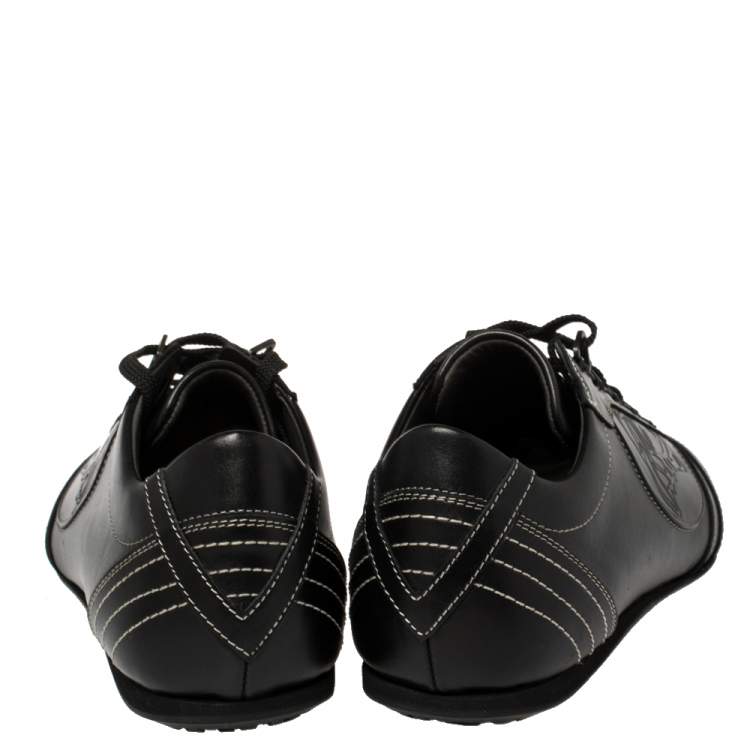 Pre Owned Versace Black Leather Low Top Sneakers Size 40