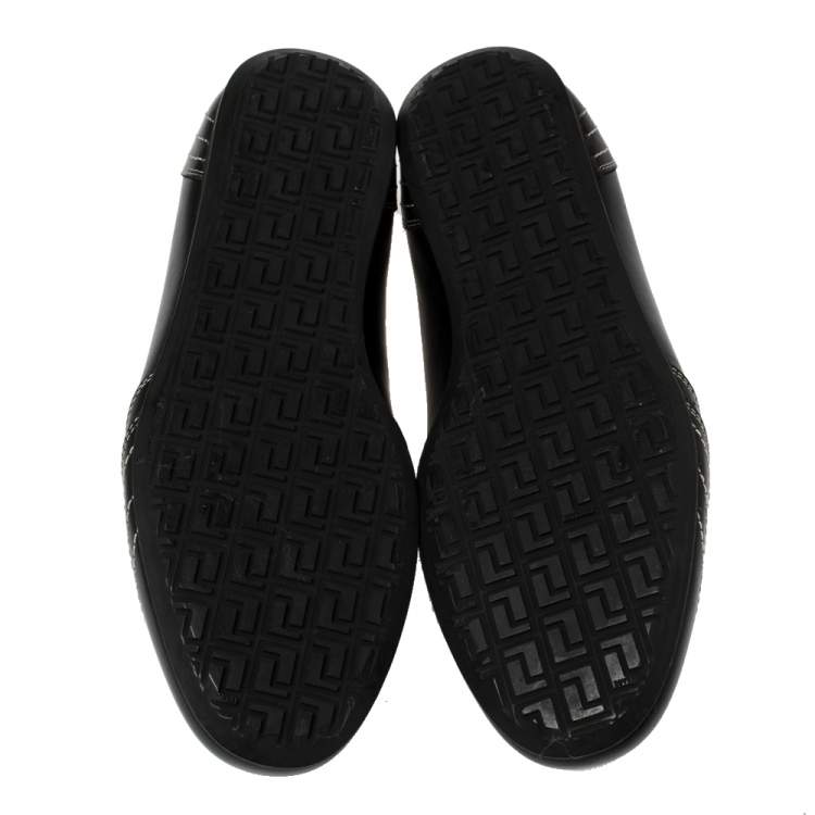 Pre Owned Versace Black Leather Low Top Sneakers Size 40