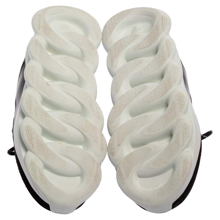 Pre Owned Versace Black Mesh And Leather Chain Reaction Sneakers Size 42