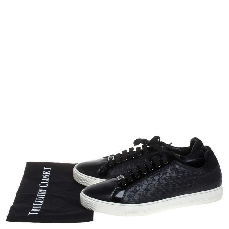 Pre Owned Versace Black Leather Low Top Sneakers Size 44