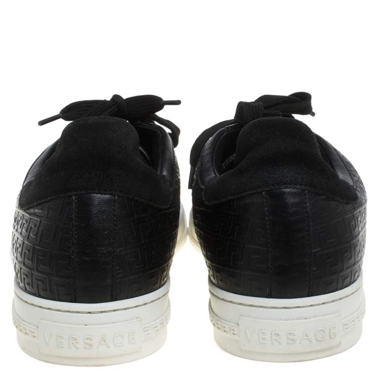 Pre Owned Versace Black Leather Low Top Sneakers Size 44