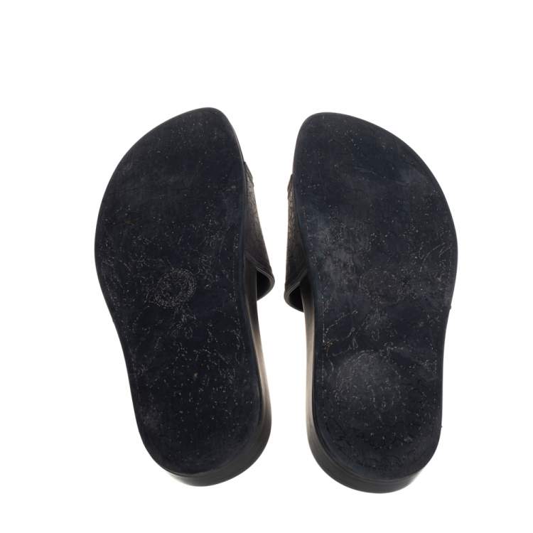 Pre Owned Versace Black Rubber Medusa Flat Slides Size 41
