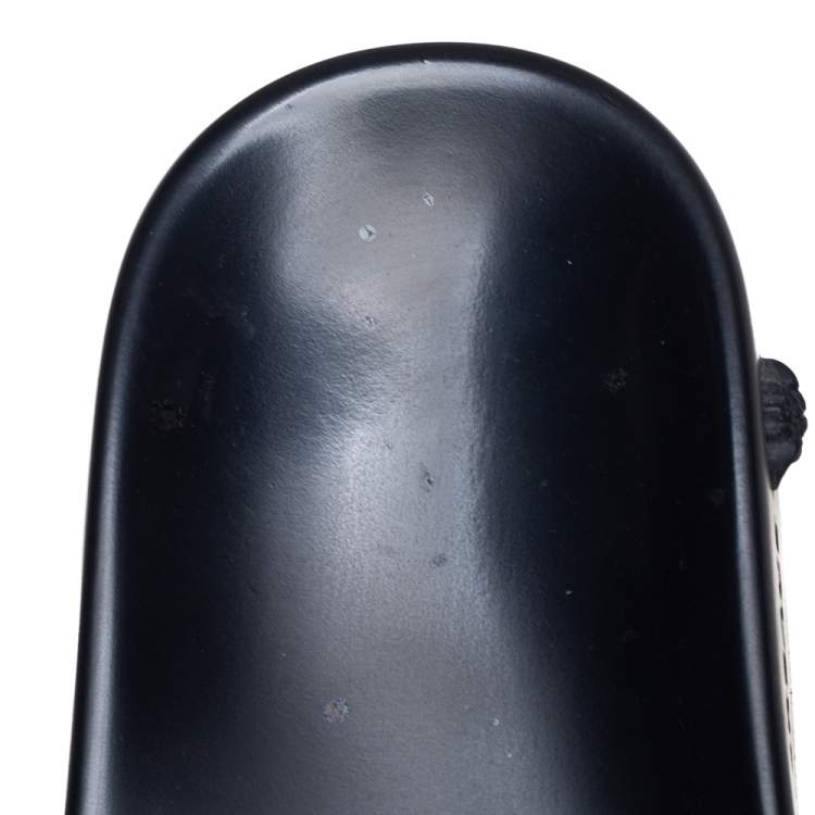 Pre Owned Versace Black Rubber Medusa Flat Slides Size 41