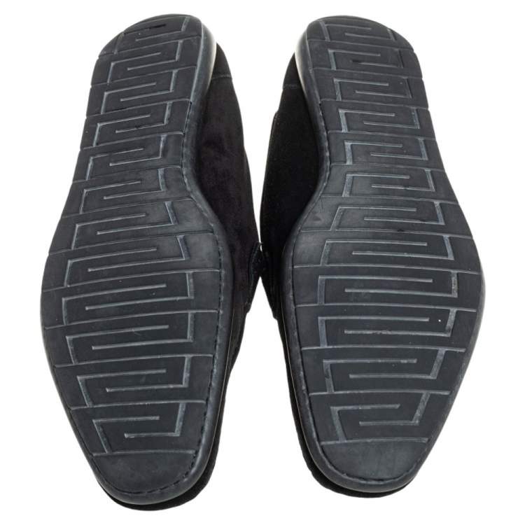 Pre Owned Versace Black Suede Slip On Loafers Size 46