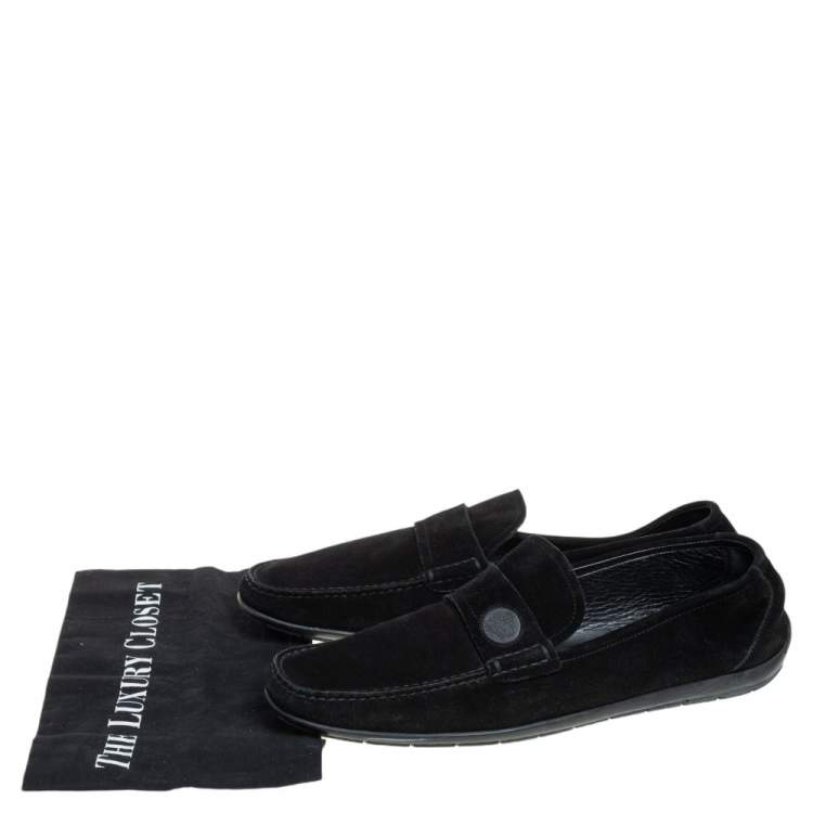 Pre Owned Versace Black Suede Slip On Loafers Size 46
