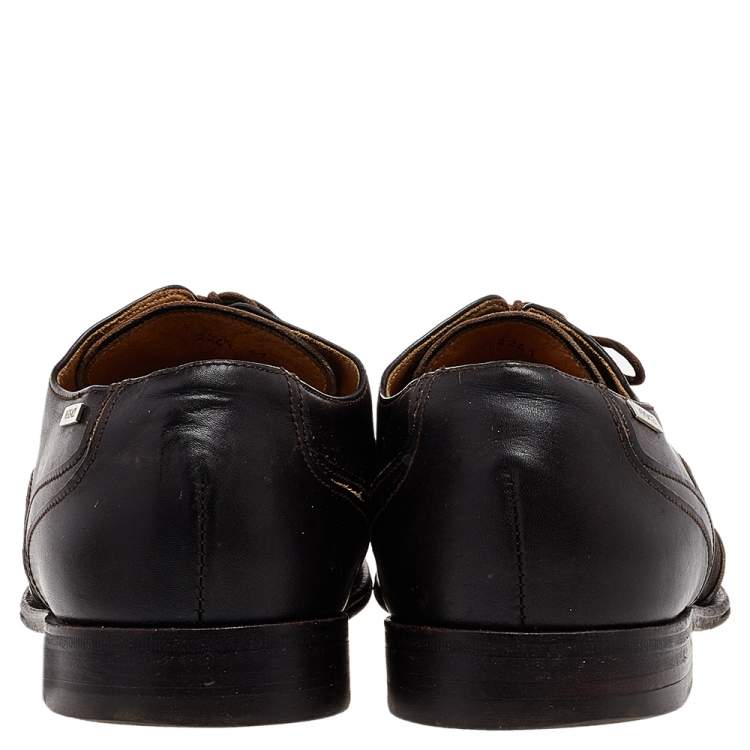 Pre Owned Versace Brown Leather Lace Up Derby Size 41