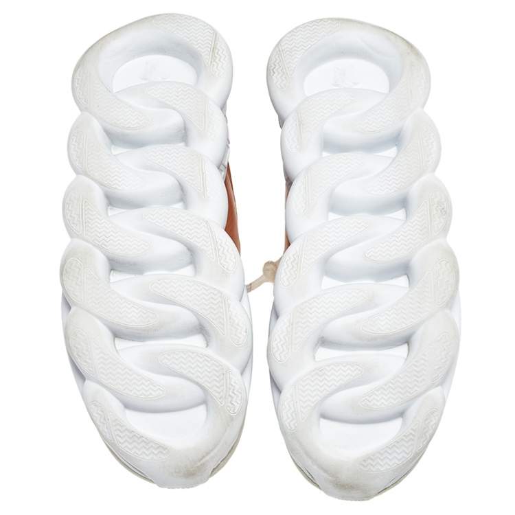 Pre Owned Versace White/Grey Mesh And Nubuck Leather Chain Reaction Sneakers Size 44