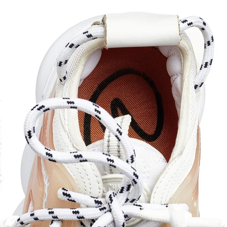 Pre Owned Versace White/Grey Mesh And Nubuck Leather Chain Reaction Sneakers Size 44