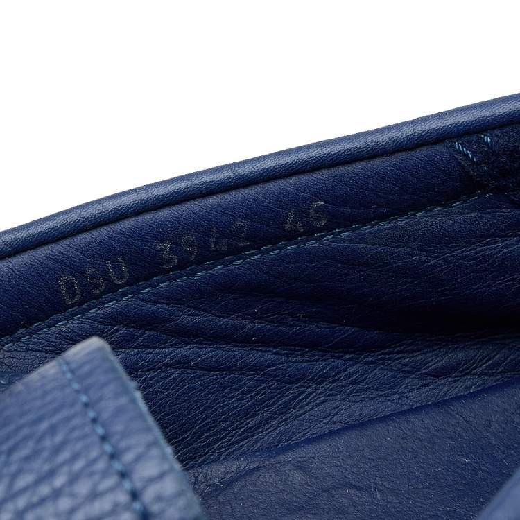 Pre Owned Versace Blue Leather Medusa Embellished Slip On Loafers Size 45