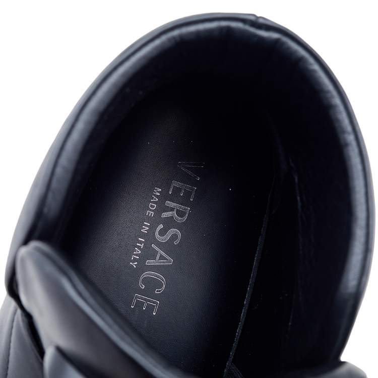 Pre Owned Versace Black Leather Palazzo Medusa High Top Sneakers Size 41