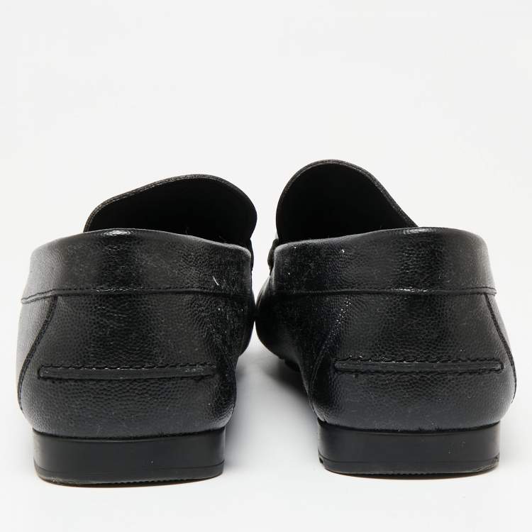 Pre Owned Versace Black Lizard Embossed  Leather Driver Loafers Size 43