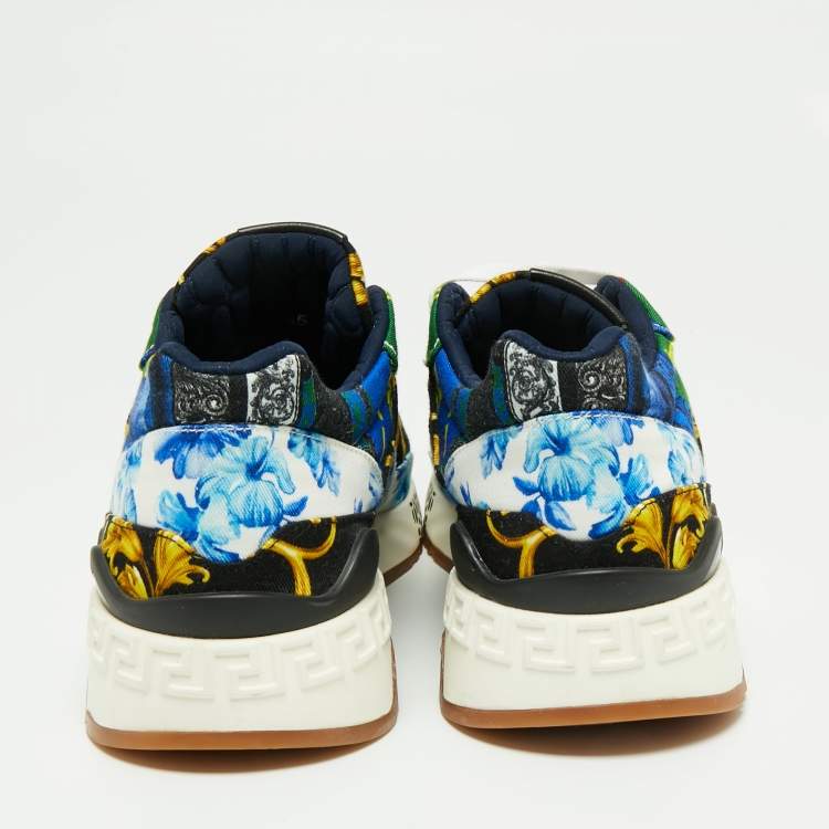 Pre Owned Versace Multicolor Canvas Barocco Chain Reaction Sneakers Size 45