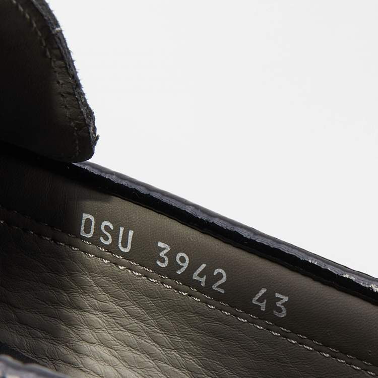 Pre Owned Versace Black Patent Leather Medusa Detail Slip On Loafers Size 43