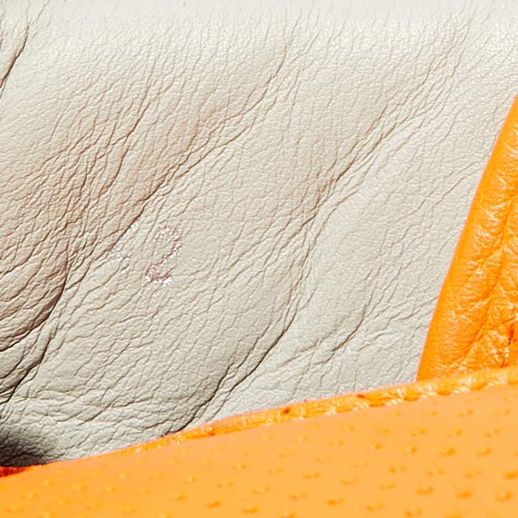 مملوكة مسبقًا Versace Orange Perforated Leather Medusa High-top Sneakers Size 42