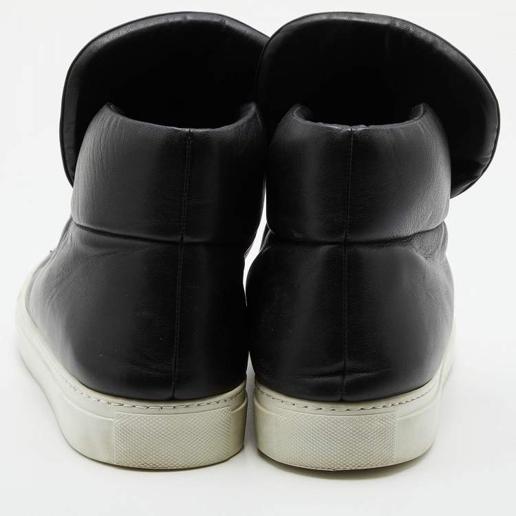 Pre Owned Versace Black Leather Palazzo Medusa High Top Slip On Sneakers Size 44
