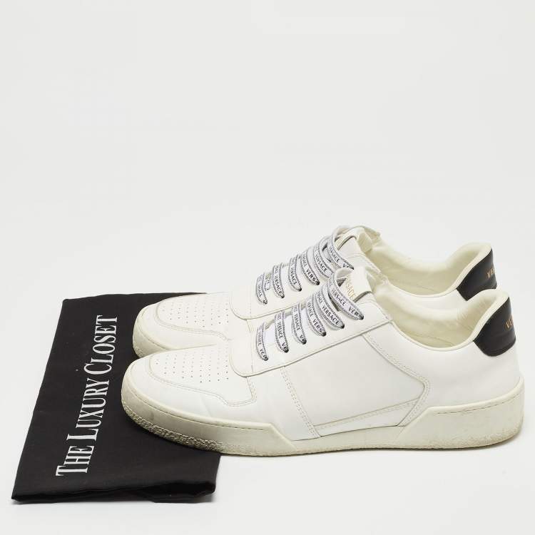 Pre Owned Versace White Leather Ilus Sneakers Size 42