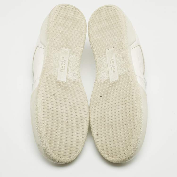Pre Owned Versace White Leather Ilus Sneakers Size 42