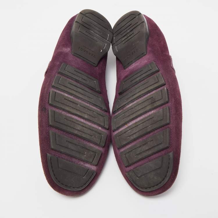 Pre Owned Versace Purple Suede Medusa Loafers Size 43