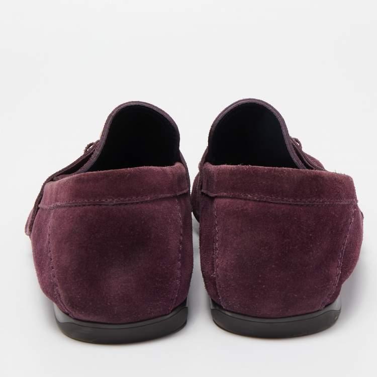 Pre Owned Versace Purple Suede Medusa Loafers Size 43