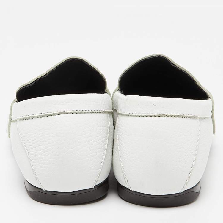 Pre Owned Versace White Leather Medusa Detail Slip On Loafers Size 43