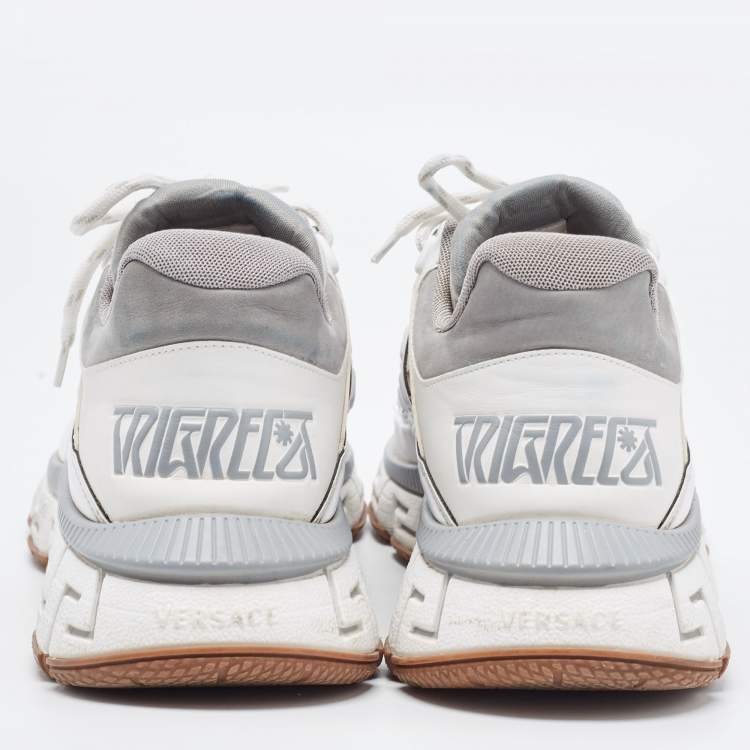 Pre Owned Versace White/Yellow Leather and Fabrice Low Top Sneakers Size 46