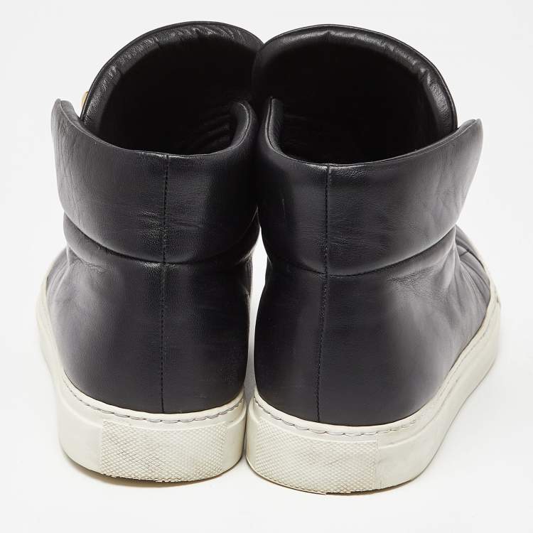 Pre Owned Versace Black Leather Medusa High Top Sneakers Size 40