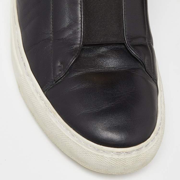 Pre Owned Versace Black Leather Medusa High Top Sneakers Size 40