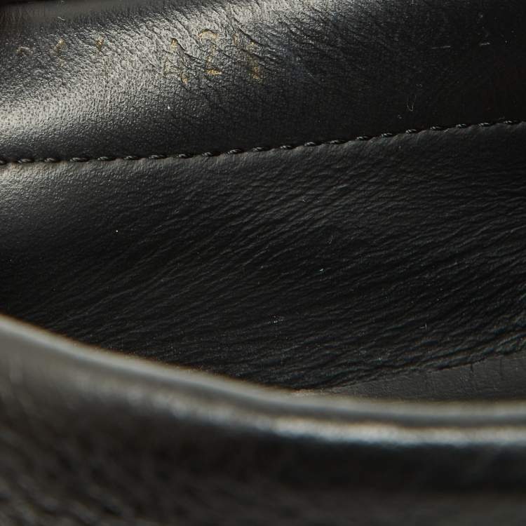 Pre Owned Versace Black Leather Medusa Detail Slip On Loafers Size 42.5