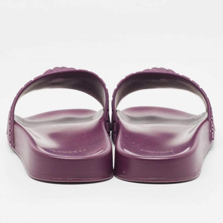 Pre Owned Versace Purple Rubber Medusa Slides Size 42