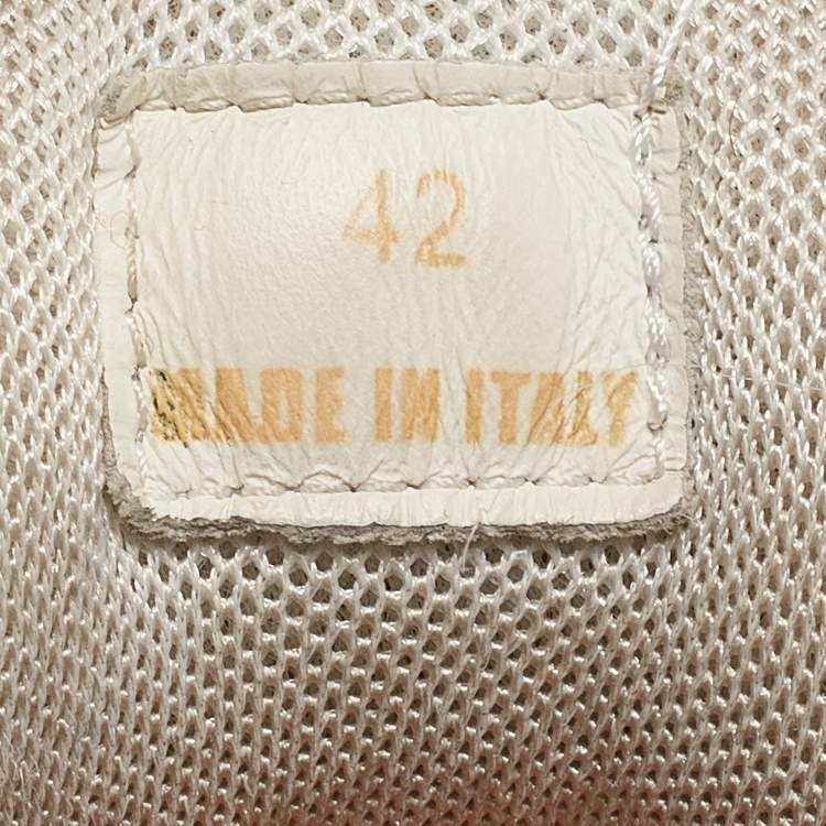 Pre Owned Versace White/Grey Mesh And Suede Chain Reaction Sneakers Size 42