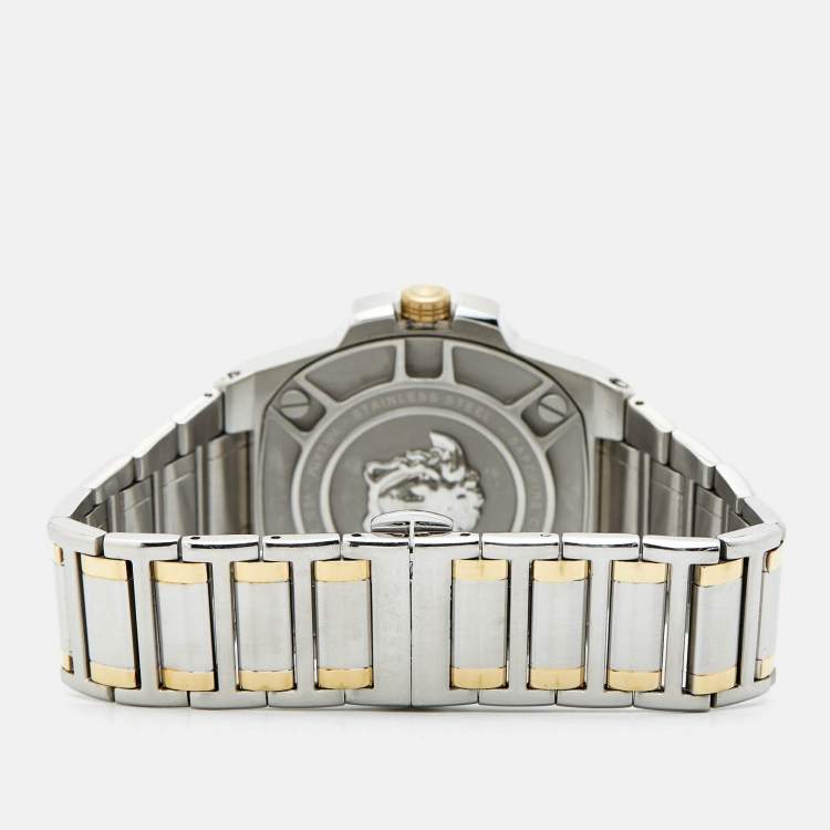 Pre Owned Versace Silver Two-Tone Stainless Steel Greca Reaction VE31 Men's Wristwatch 42 mm