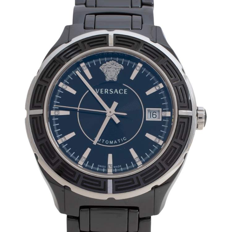 Pre Owned Versace Black Ceramic Stainless Steel DV One 02A Men's Wristwatch 40 mm