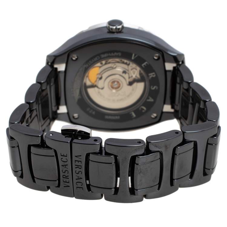 Pre Owned Versace Black Ceramic Stainless Steel DV One 02A Men's Wristwatch 40 mm