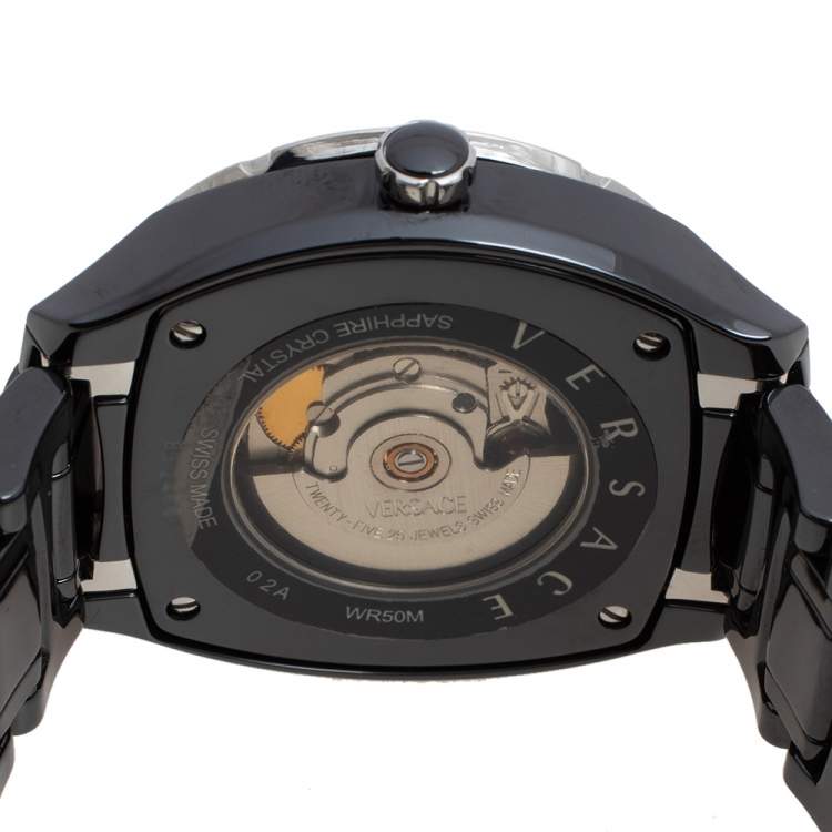 Pre Owned Versace Black Ceramic Stainless Steel DV One 02A Men's Wristwatch 40 mm