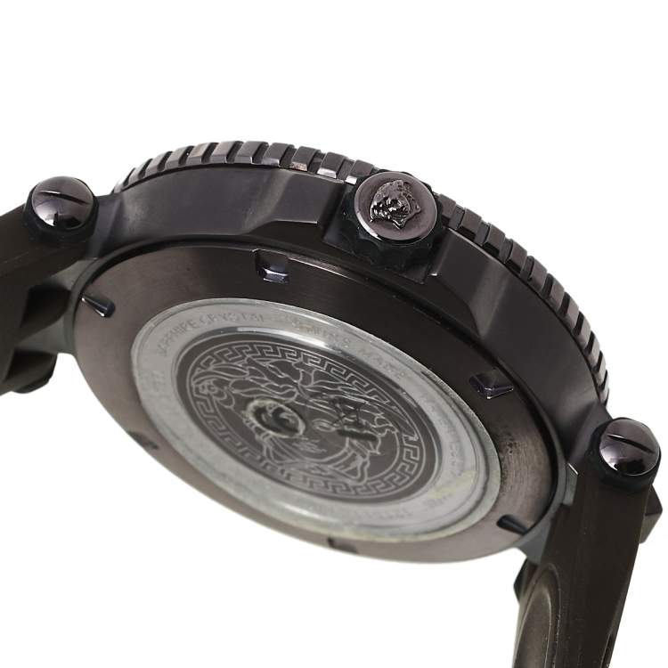 Pre Owned Versace Brown Ion Plated Stainless Steel Rubber V-Race VAK060010 Men's Wristwatch 46 mm