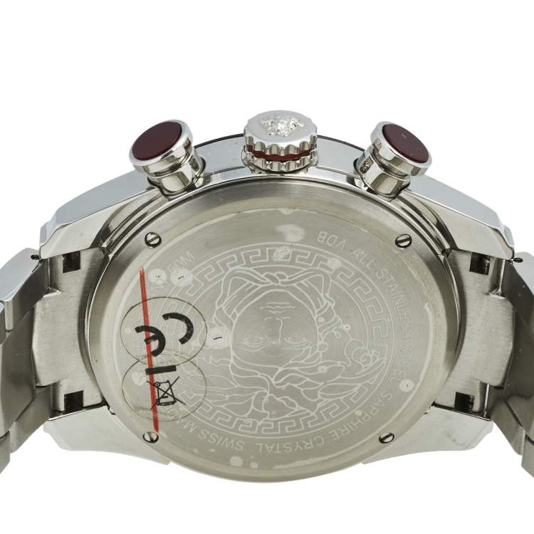Pre Owned Versace Black Stainless Steel V-Ray VDB050015 Men's Wristwatch 44 mm