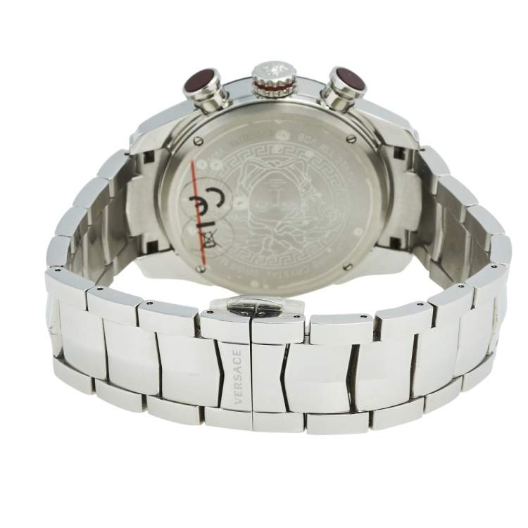 Pre Owned Versace Black Stainless Steel V-Ray VDB050015 Men's Wristwatch 44 mm
