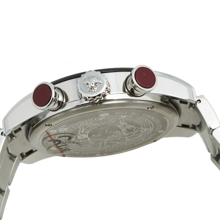 Pre Owned Versace Black Stainless Steel V-Ray VDB050015 Men's Wristwatch 44 mm