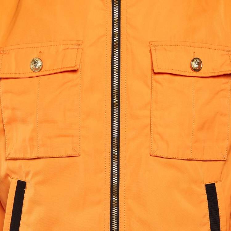 Pre Owned Versus Versace Orange Synthetic Bomber Jacket L