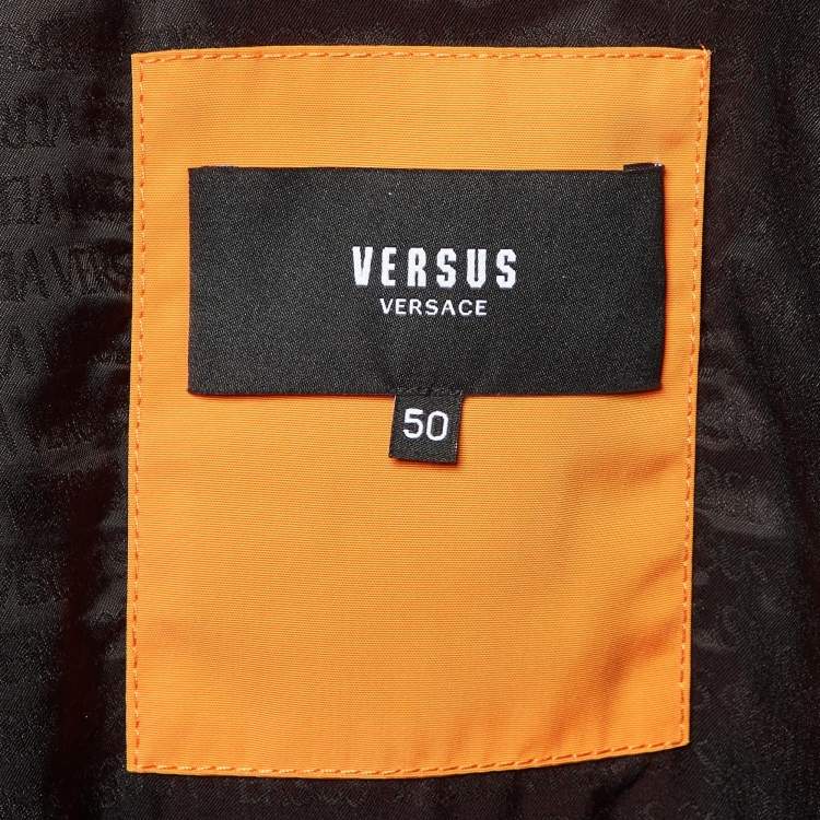 Pre Owned Versus Versace Orange Synthetic Bomber Jacket L