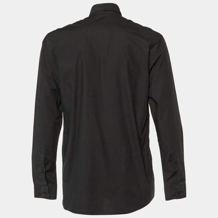 Pre Owned Versus Versace Black Tiger Print Cotton Button Front Shirt M