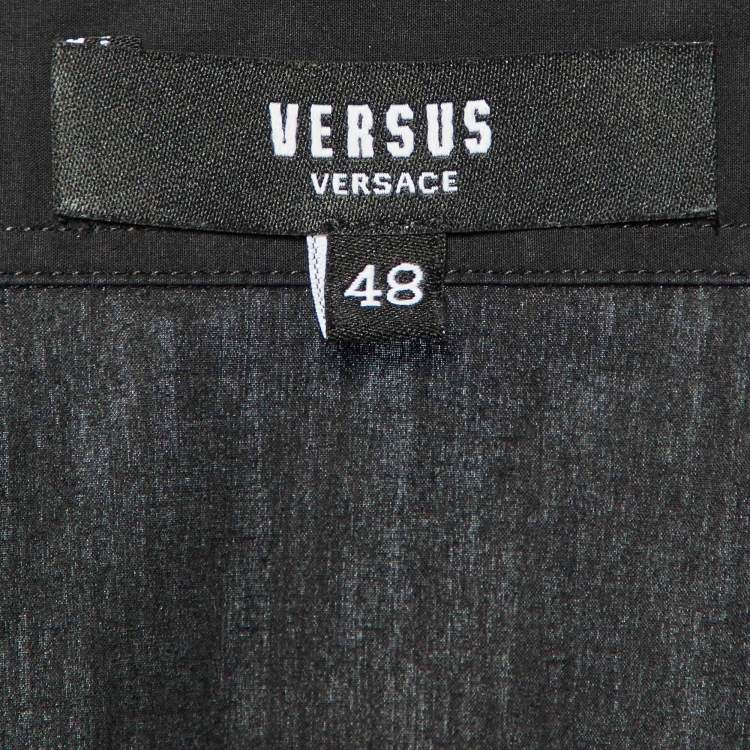 Pre Owned Versus Versace Black Tiger Print Cotton Button Front Shirt M